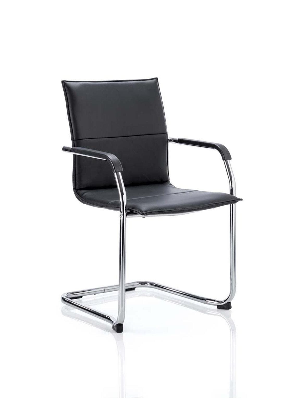 Echo Medium Back Leather Cantilever Visitor Chair with Arms