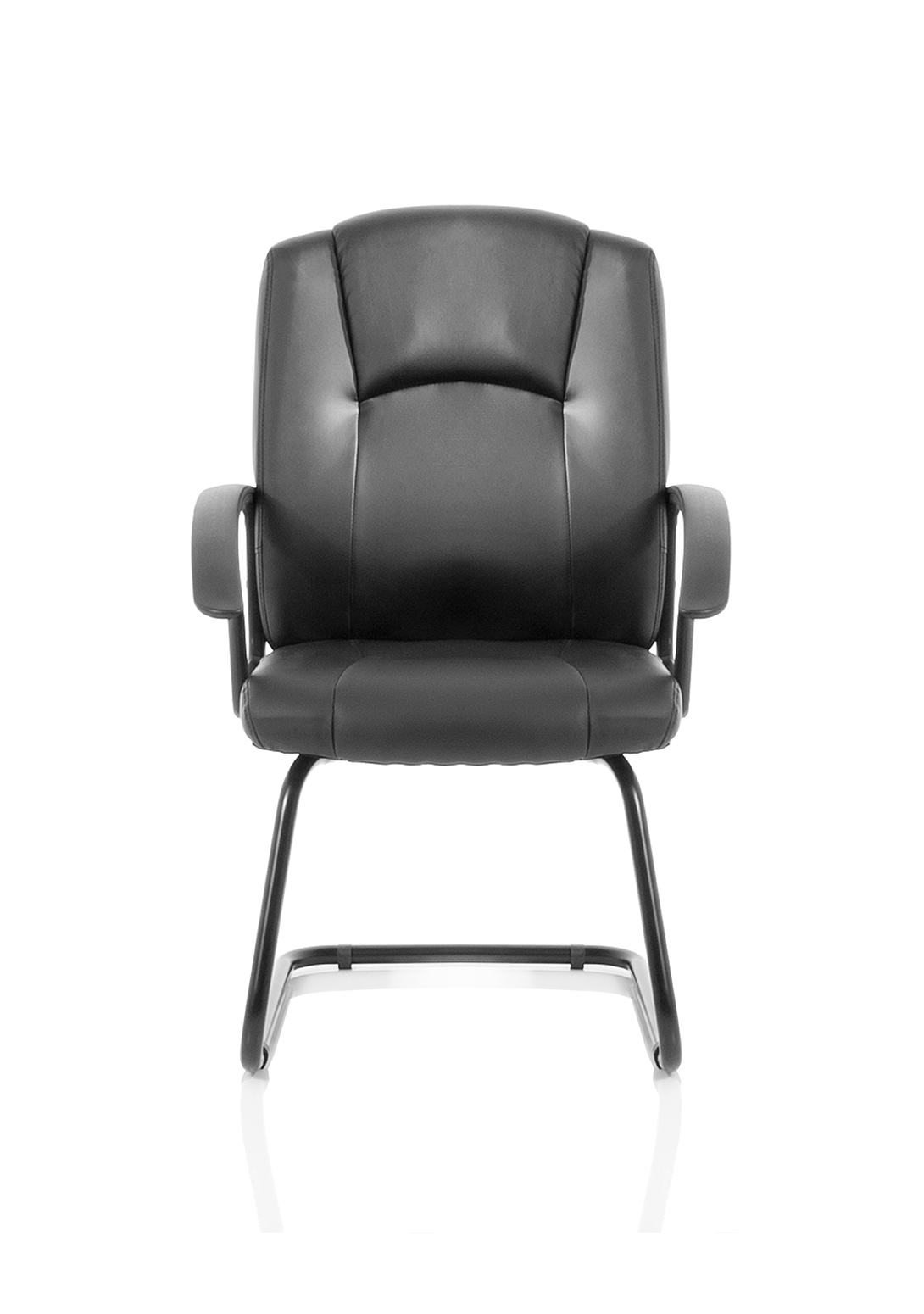 Bella Medium Back Black Bonded Leather Black Frame Cantilever Visitor Chair