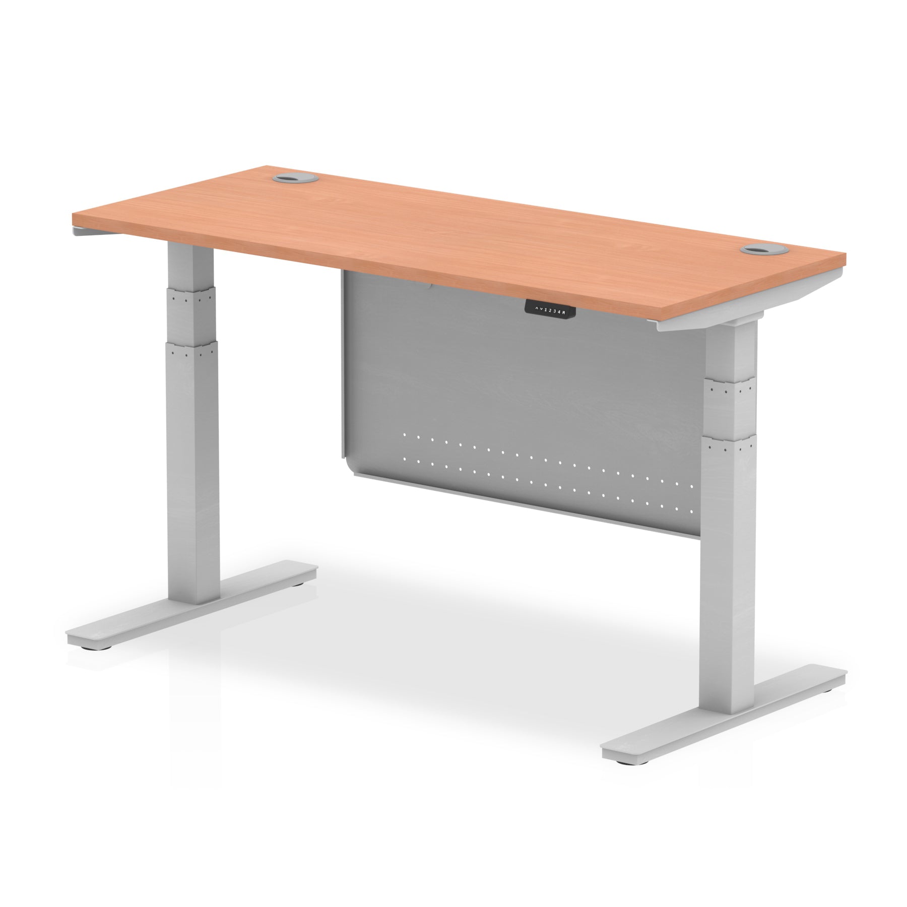 Air Height Adjustable Slimline Desk with Cable Ports with Steel Modesty Panel