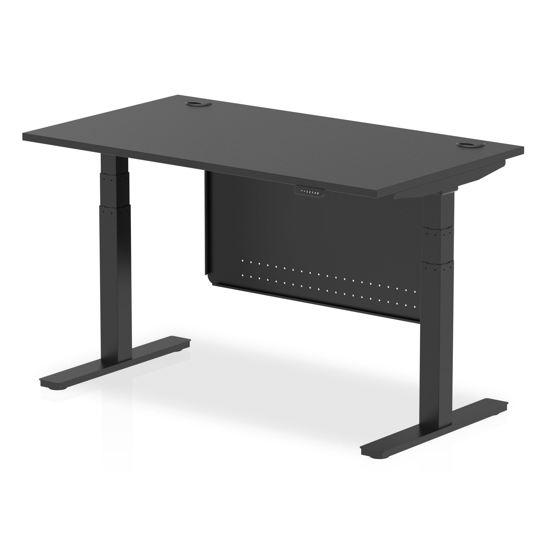 Air Height Adjustable Black Series Desk with Cable Ports with Steel Modesty Panel