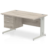 Impulse 1400mm Cable Managed Straight Desk With Fixed Pedestal