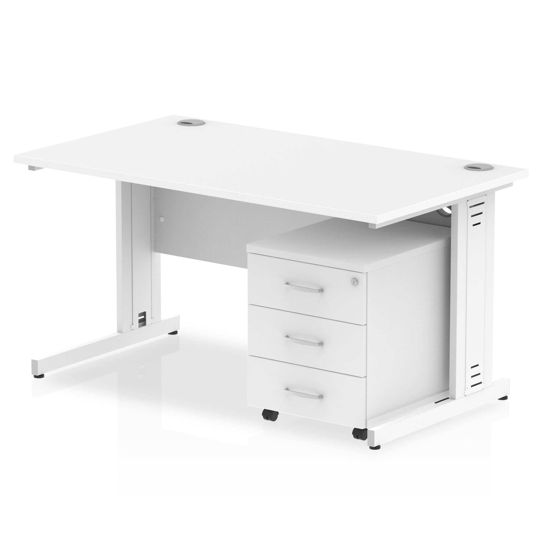 Impulse 1400mm Cable Managed Straight Desk With Mobile Pedestal