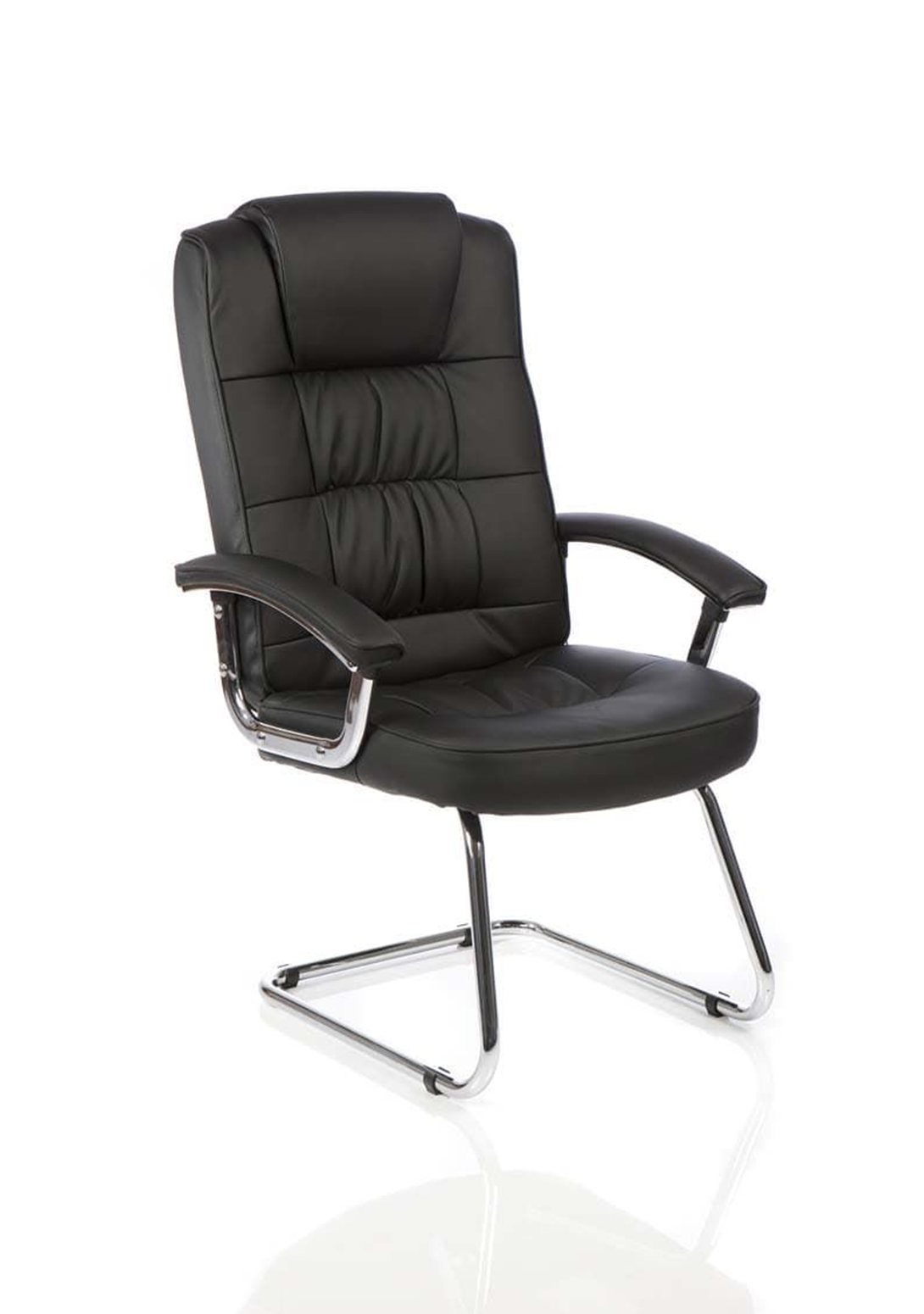 Moore Deluxe High Back Black Cantilever Visitor Chair with Arms