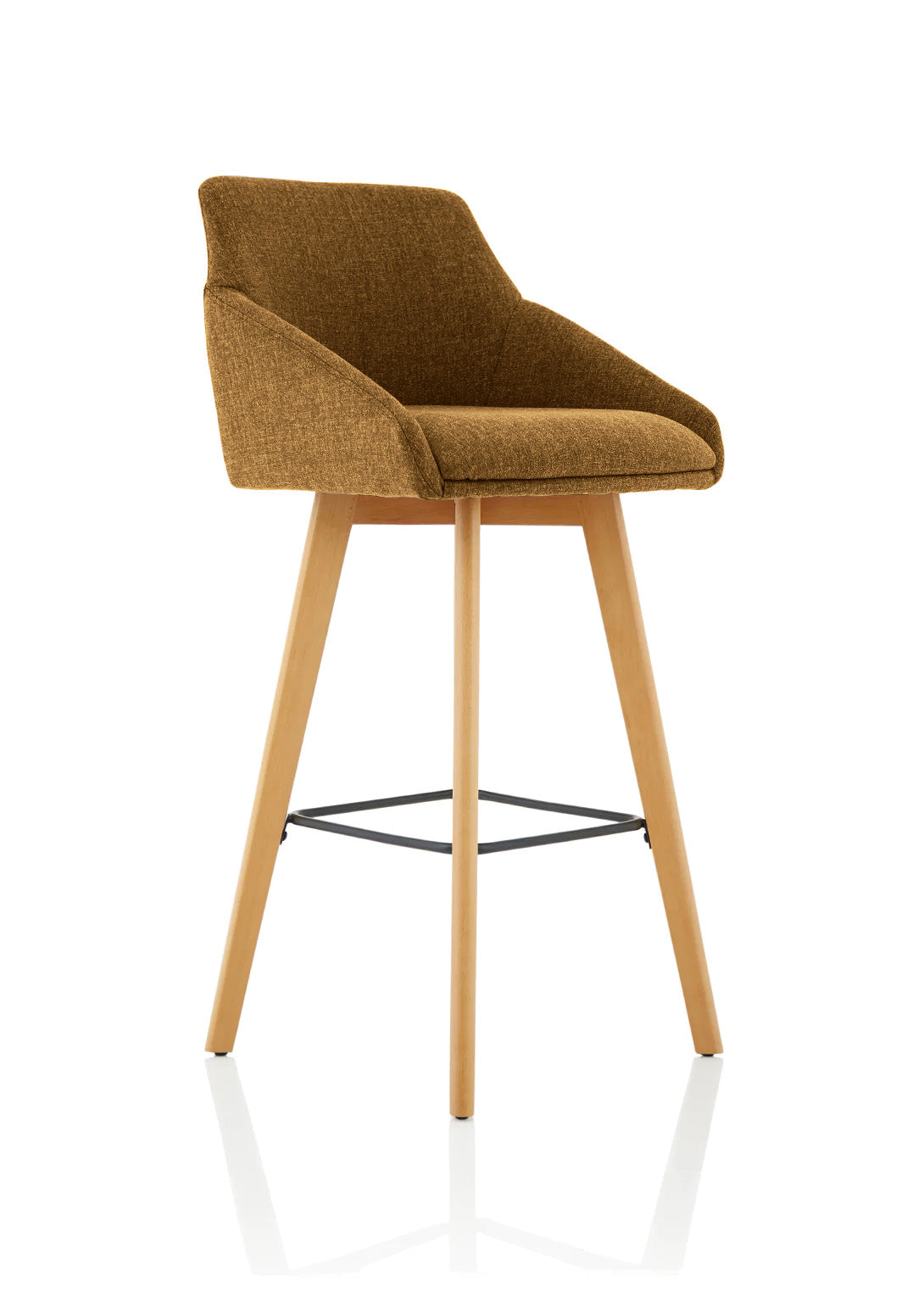 Carmen Grey Fabric Wooden Leg High Stool Chair