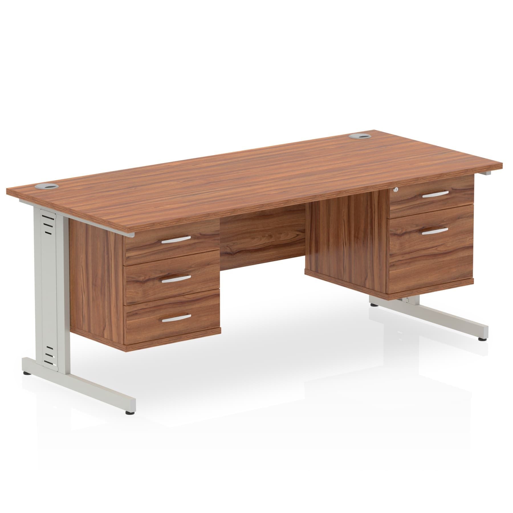 Impulse 1600mm Cable Managed Straight Desk With Fixed Pedestal