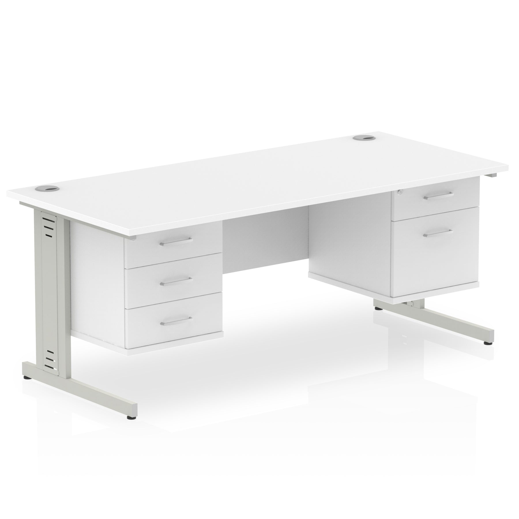 Impulse 1600mm Cable Managed Straight Desk With Fixed Pedestal