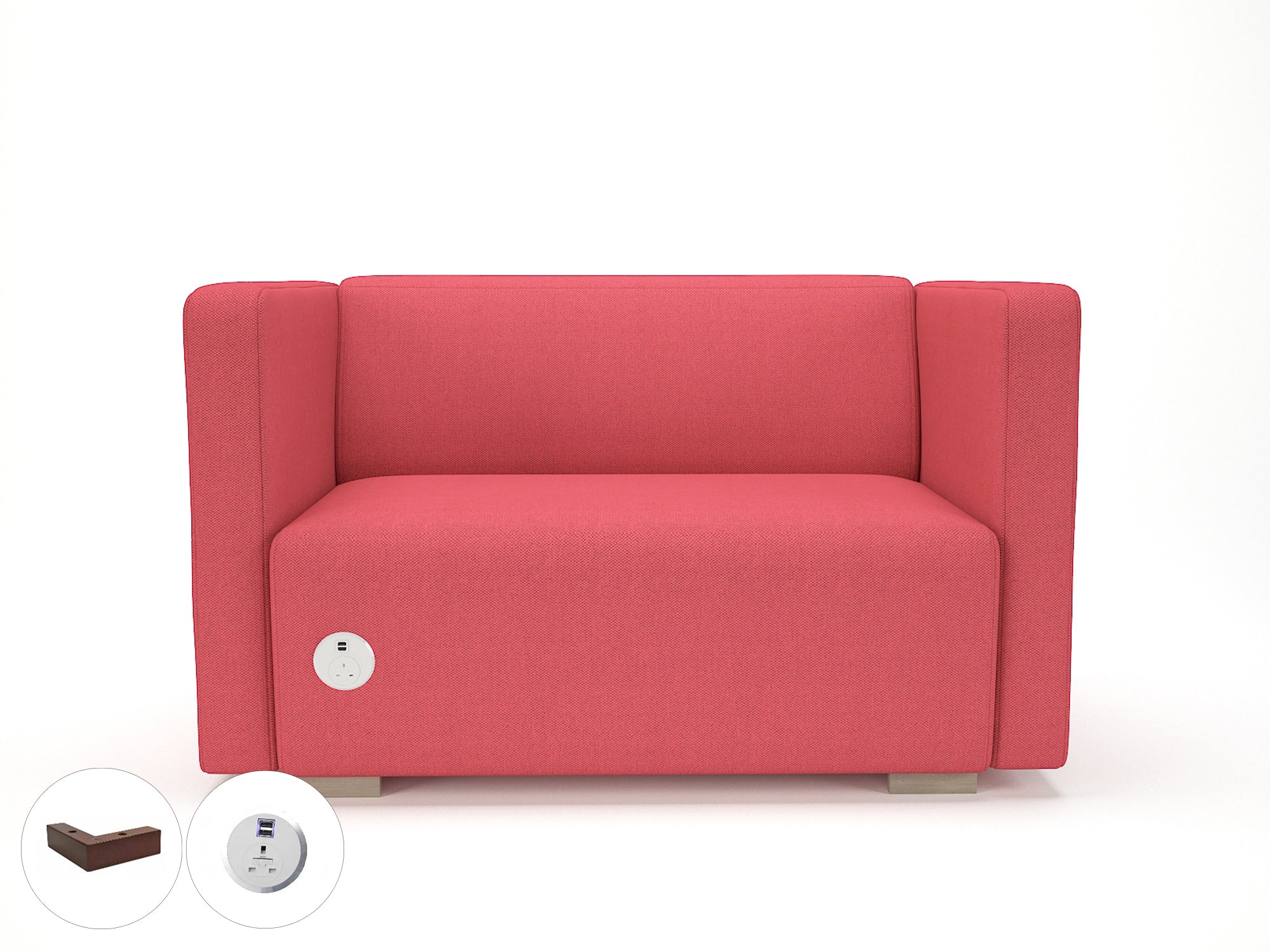 Carmel 130cm Wide Sofa in Camira Era Fabric with Socket