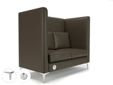 Altus 128cm Wide Privacy Booth in Cristina Marrone Ultima Faux Leather with Socket