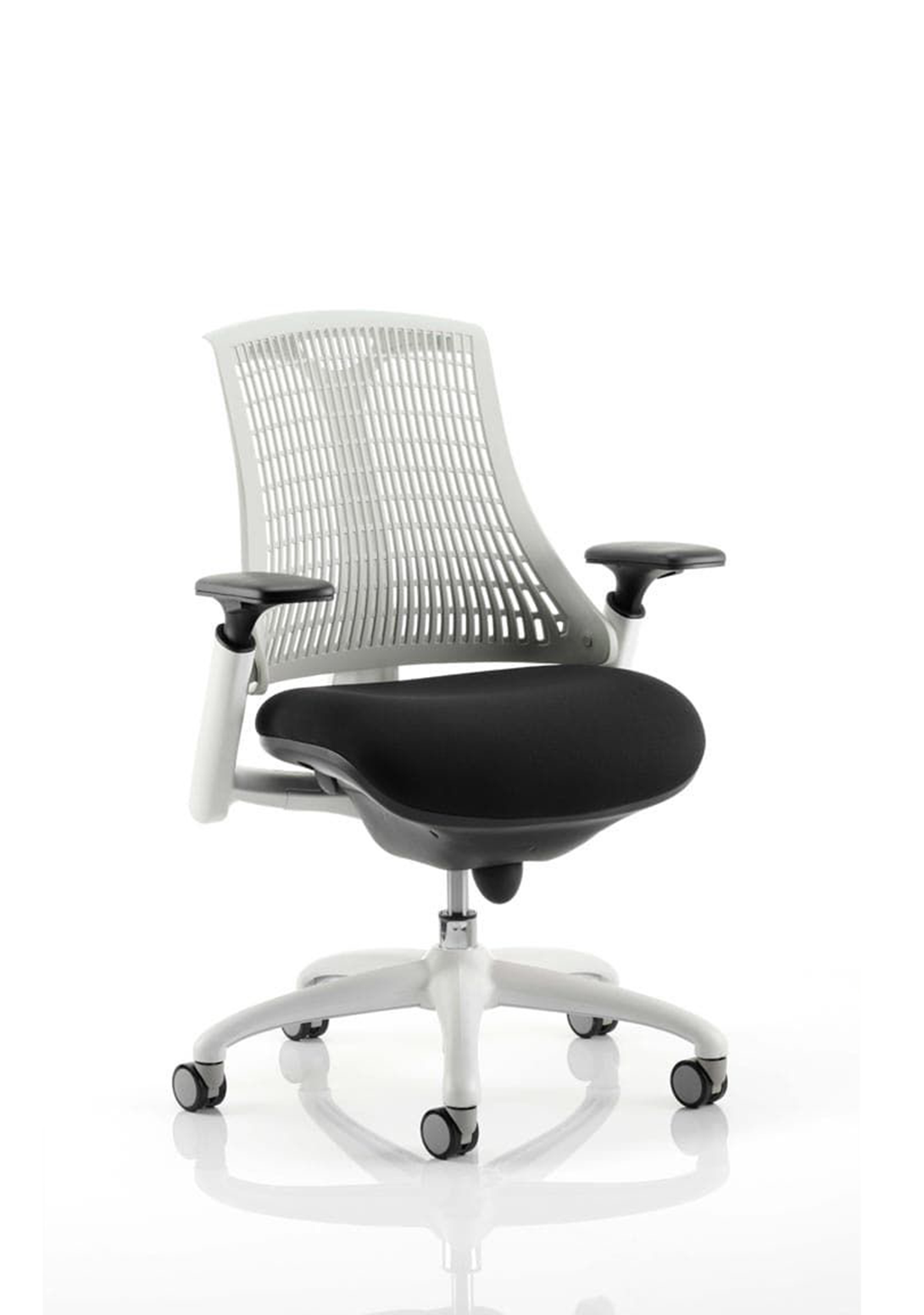 Flex Medium Back White Frame Task Operator Office Chair with Arms