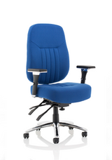 Barcelona Deluxe High Back Task Operator Office Chair with Arms in Sumptuous Blue Fabric