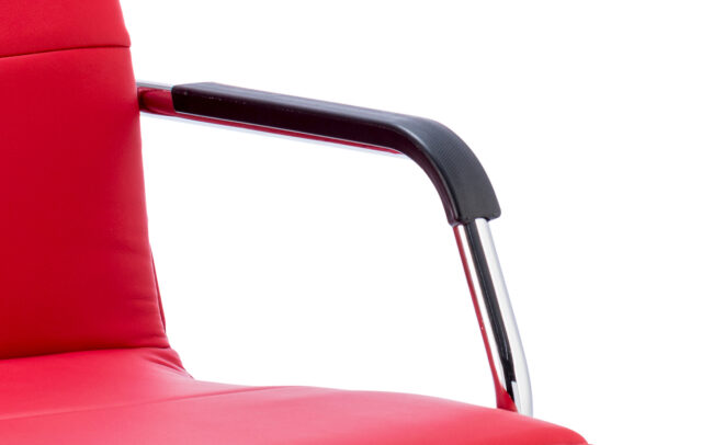 echo medium back leather cantilever visitor chair with arms