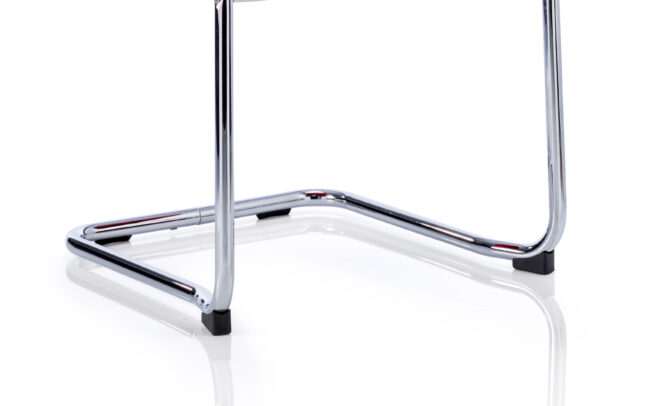 echo medium back leather cantilever visitor chair with arms