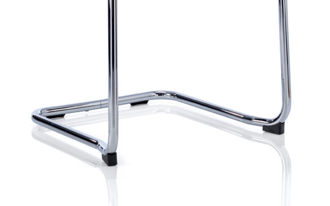 echo medium back leather cantilever visitor chair with arms