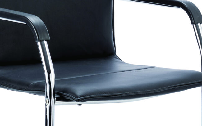 echo medium back leather cantilever visitor chair with arms