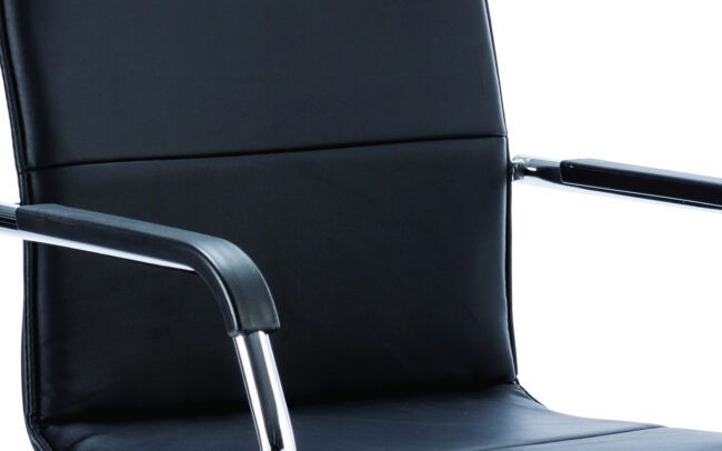 echo medium back leather cantilever visitor chair with arms
