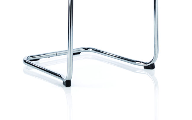 echo medium back leather cantilever visitor chair with arms