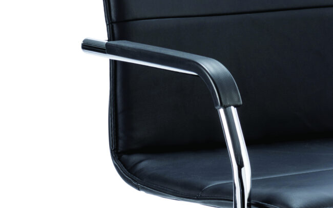 echo medium back leather cantilever visitor chair with arms