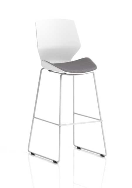 florence white frame fabric seat high stool chair
