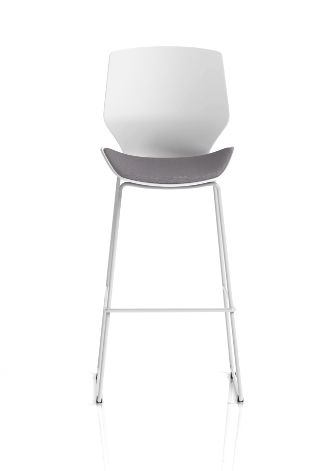 florence white frame fabric seat high stool chair