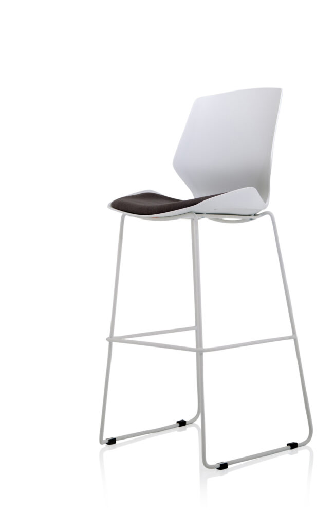 florence white frame fabric seat high stool chair