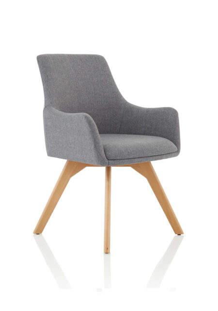 carmen grey fabric wooden leg visitor chair