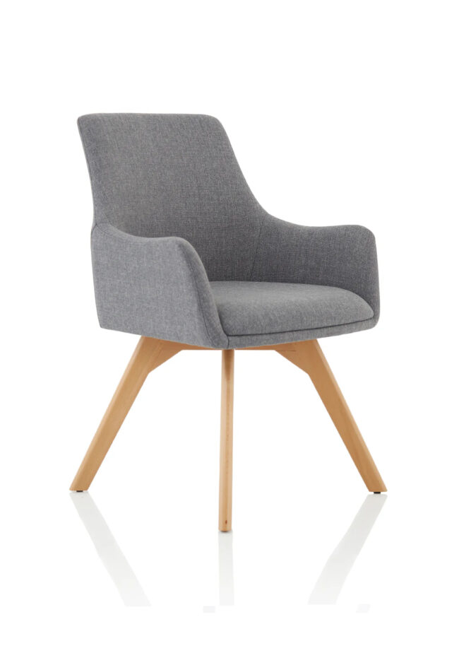 carmen grey fabric wooden leg visitor chair