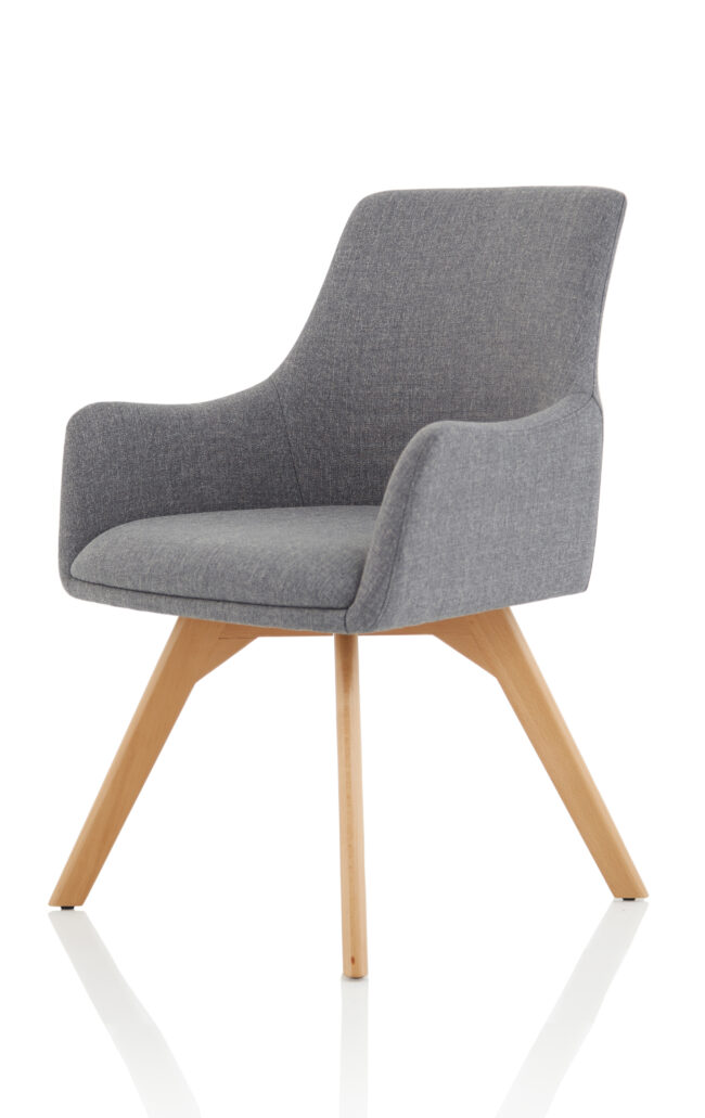 carmen grey fabric wooden leg visitor chair