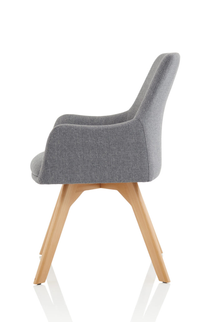 carmen grey fabric wooden leg visitor chair