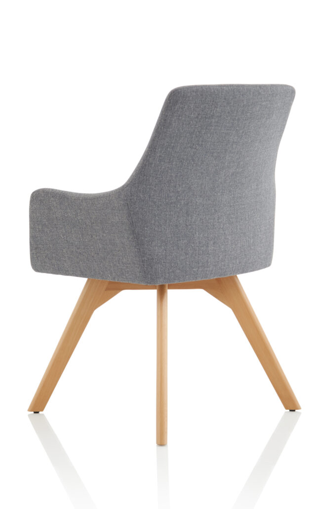carmen grey fabric wooden leg visitor chair