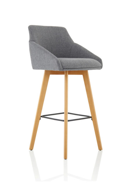 carmen grey fabric wooden leg high stool chair