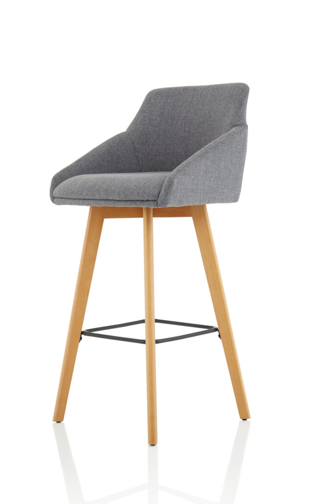 carmen grey fabric wooden leg high stool chair
