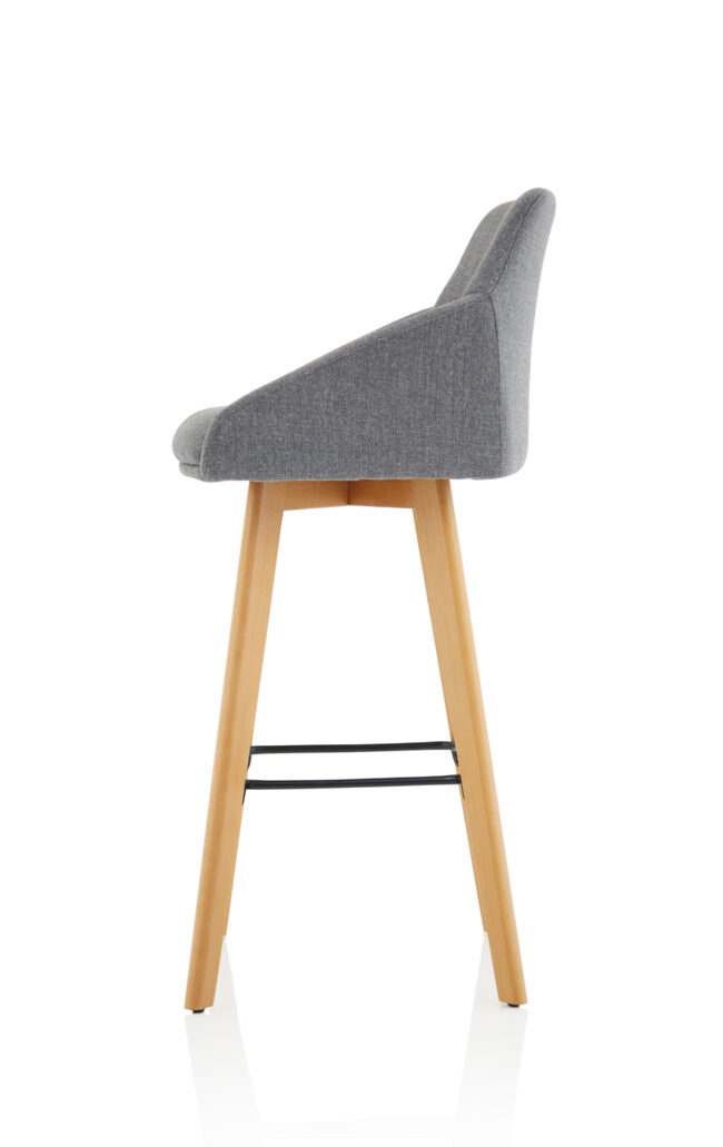 carmen grey fabric wooden leg high stool chair