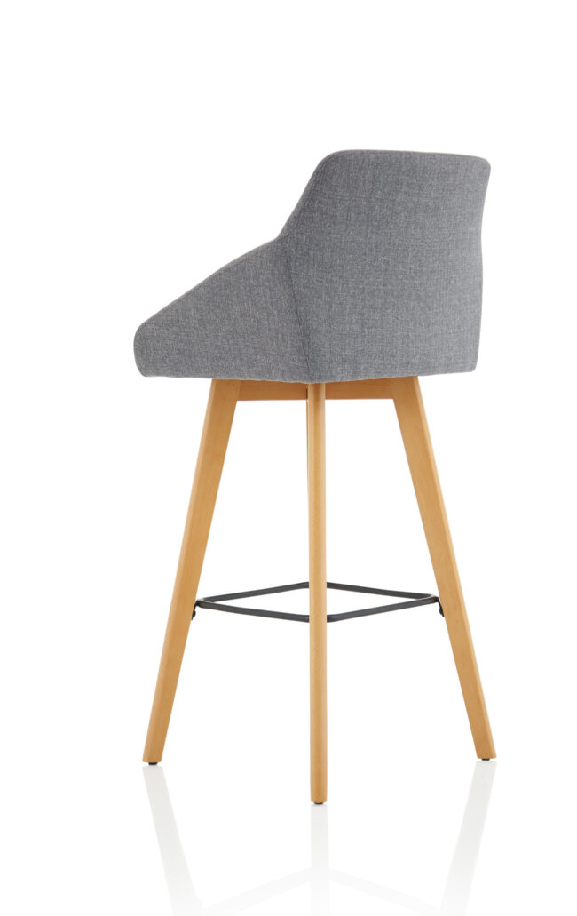 carmen grey fabric wooden leg high stool chair