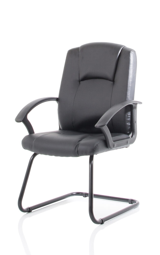 bella medium back black bonded leather black frame cantilever visitor chair