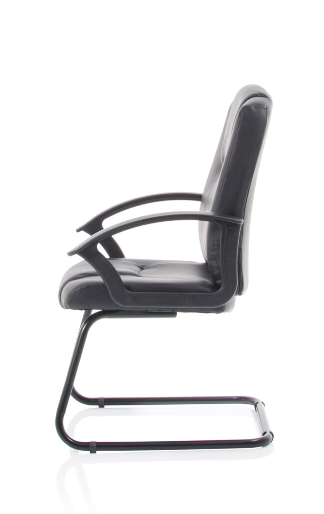 bella medium back black bonded leather black frame cantilever visitor chair