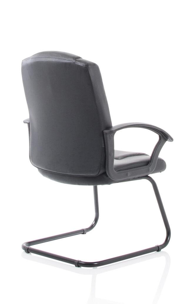 bella medium back black bonded leather black frame cantilever visitor chair