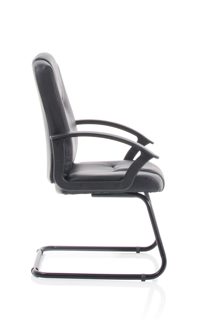 bella medium back black bonded leather black frame cantilever visitor chair