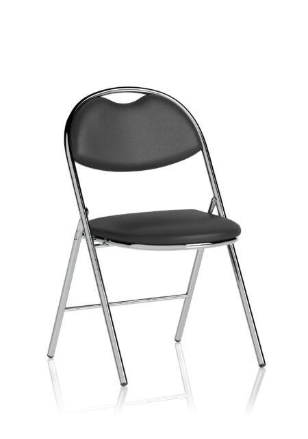 milan high back black vinyl chrome frame folding visitor chair