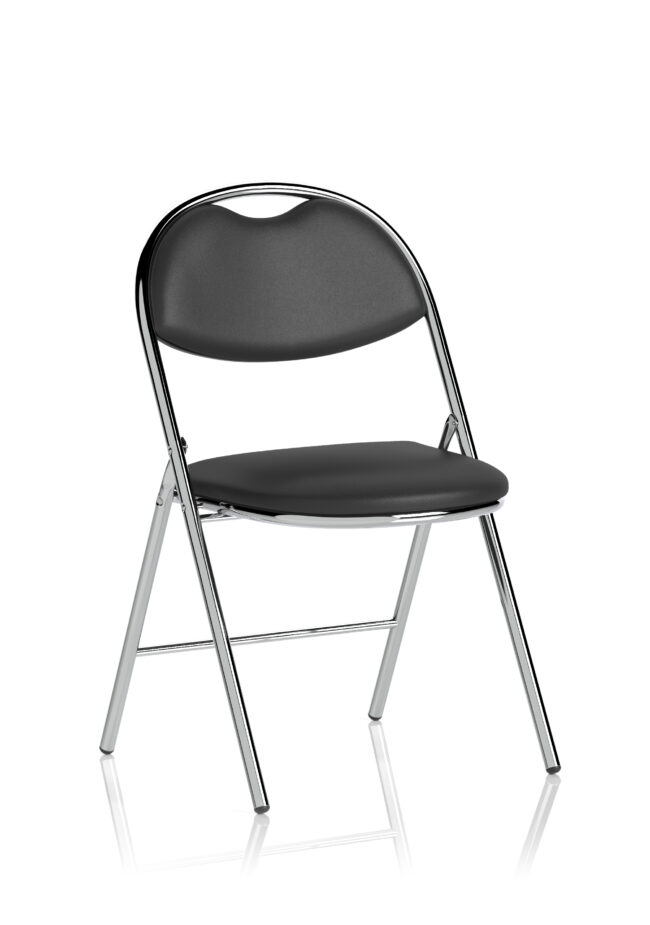 milan high back black vinyl chrome frame folding visitor chair