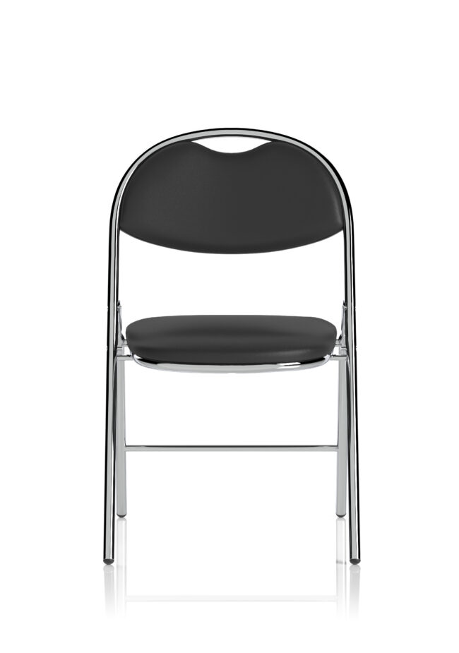 milan high back black vinyl chrome frame folding visitor chair