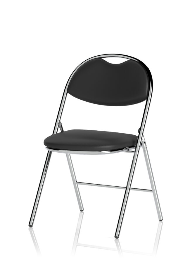 milan high back black vinyl chrome frame folding visitor chair