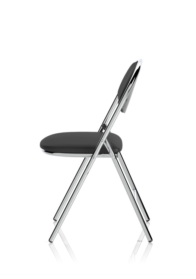 milan high back black vinyl chrome frame folding visitor chair