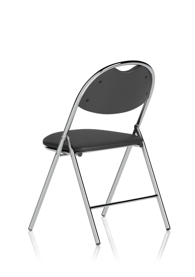 milan high back black vinyl chrome frame folding visitor chair
