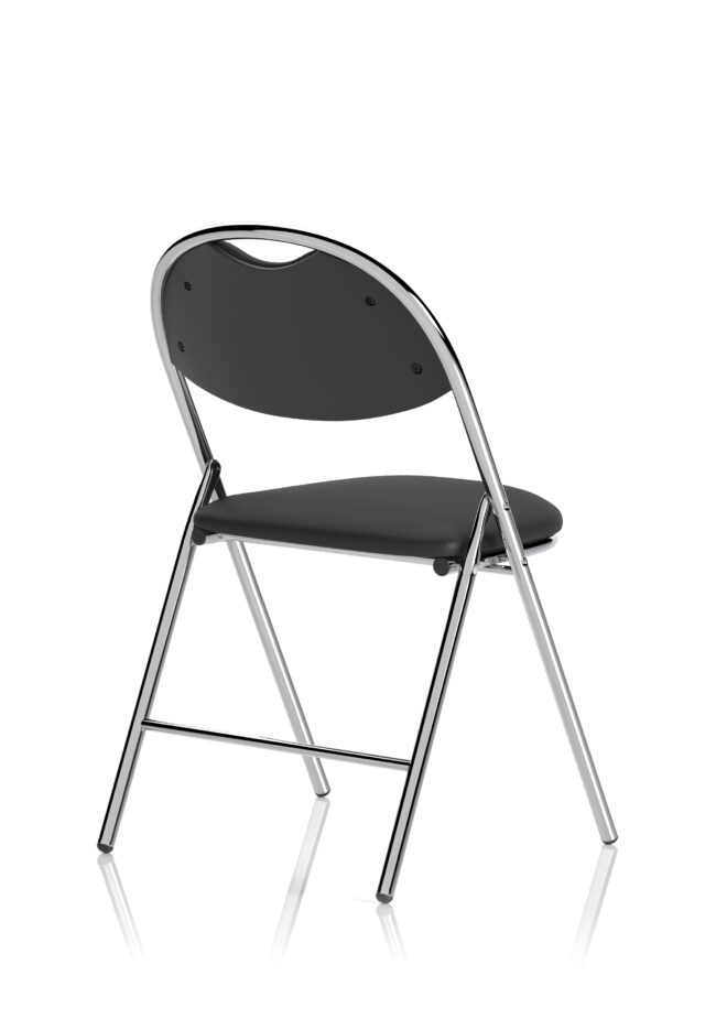 milan high back black vinyl chrome frame folding visitor chair