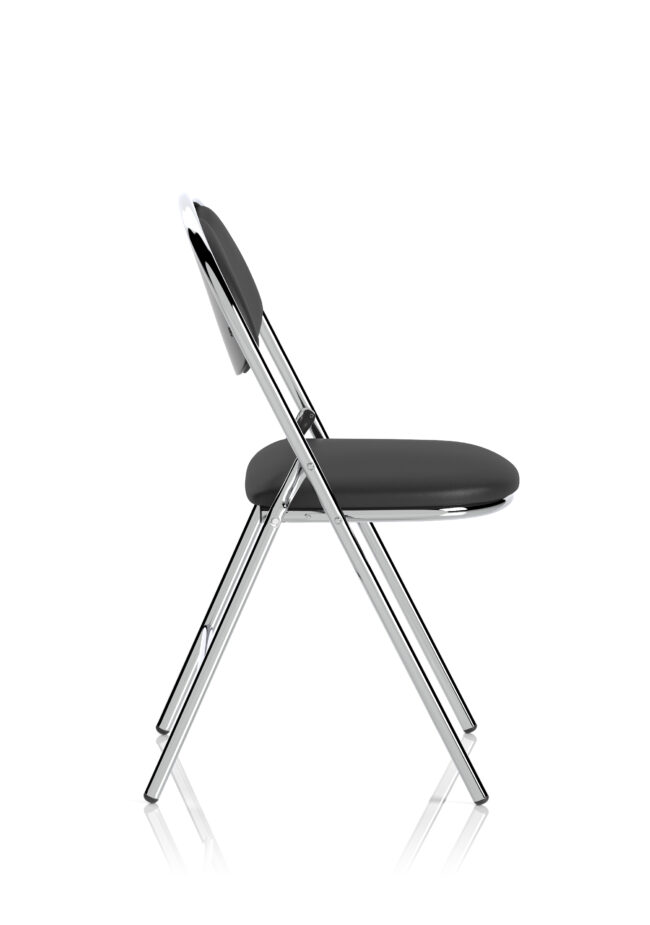 milan high back black vinyl chrome frame folding visitor chair