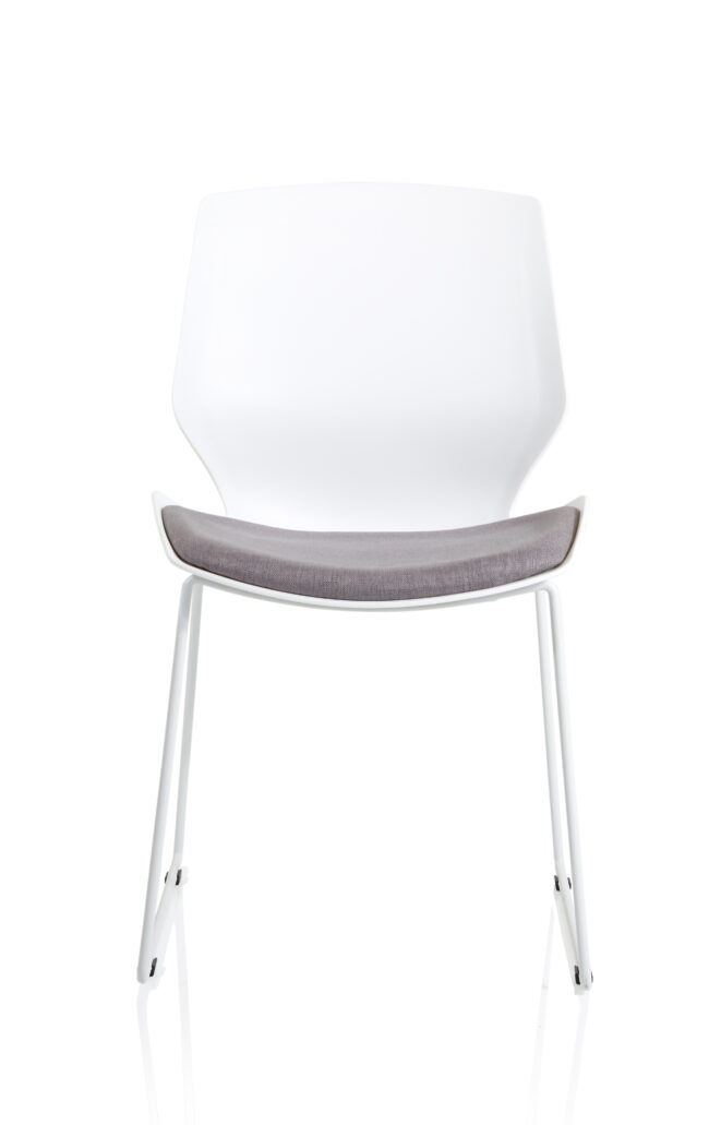 florence sled white frame fabric seat visitor chair