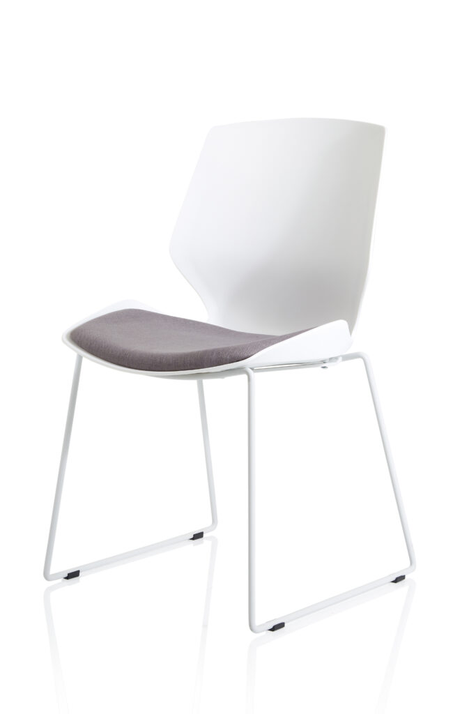 florence sled white frame fabric seat visitor chair