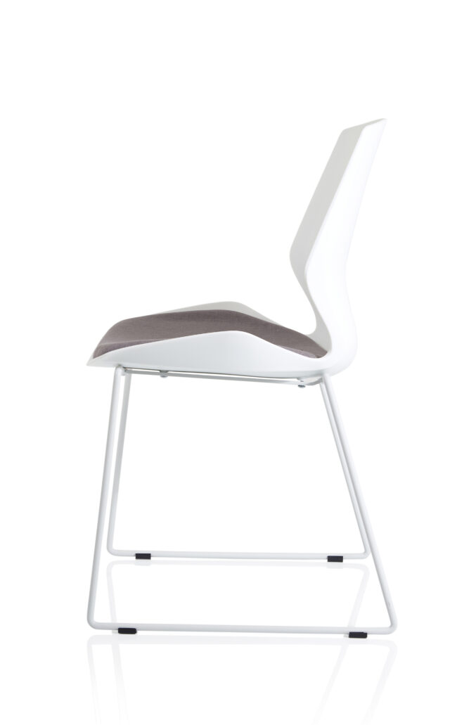 florence sled white frame fabric seat visitor chair