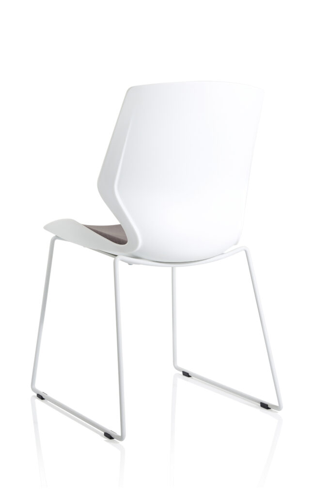 florence sled white frame fabric seat visitor chair