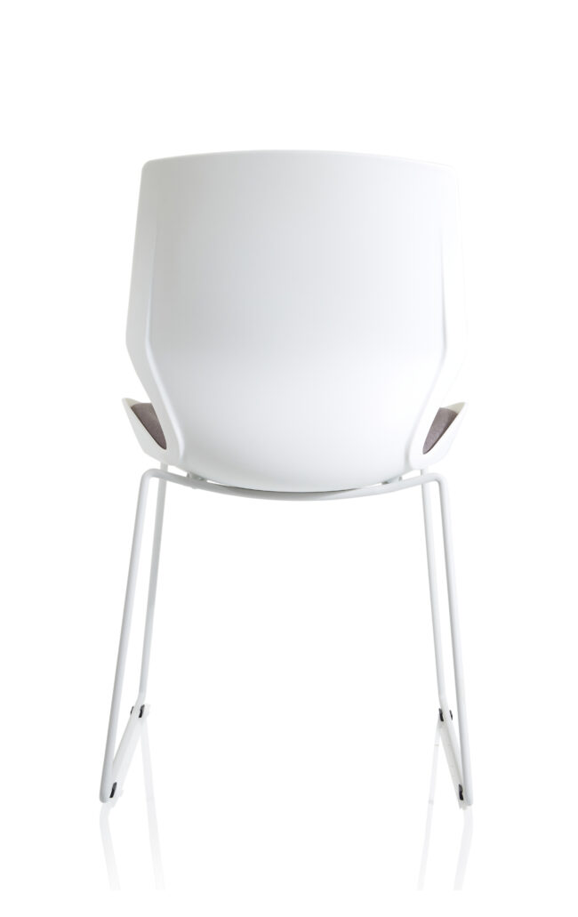 florence sled white frame fabric seat visitor chair